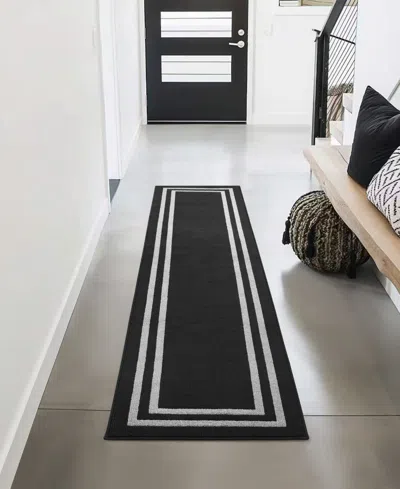 Jean Pierre New York Double Line Border Tufted Runner Rug, 30" X 144"