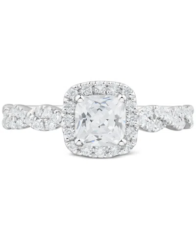 Macy's Diamond Cushion Halo Braided Shank Engagement Ring (1-1/3 Ct. T.w.) In 14k White Gold