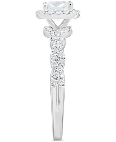 Macy's Diamond Cushion Halo Braided Shank Engagement Ring (1-1/3 Ct. T.w.) In 14k White Gold