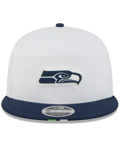 New Era Men's White/college Navy Seattle Seahawks 2025 Nfl Training Camp Split Panel 9fifty Snapback Hat