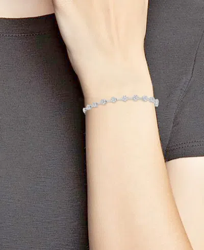 Macy's Diamond Clover Tennis Bracelet (2 Ct. T.w.) In 10k White Gold, Exclusively At