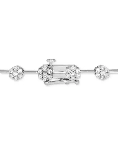 Macy's Diamond Clover Tennis Bracelet (2 Ct. T.w.) In 10k White Gold, Exclusively At