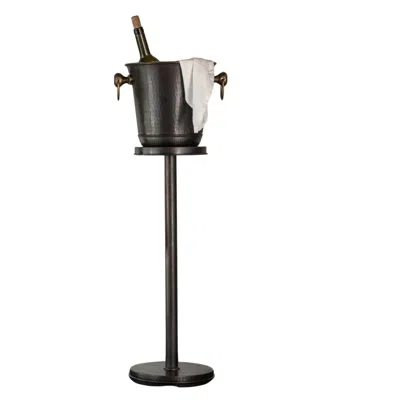 Anatoliacraft Black Handcrafted Dark Copper Champagne Ice Bucket With Stand