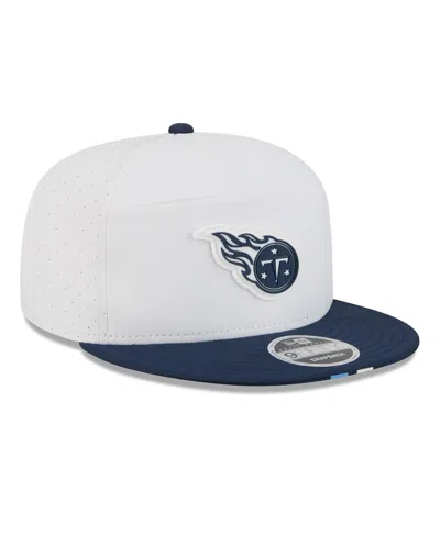 New Era Men's White/navy Tennessee Titans 2025 Nfl Training Camp Split Panel 9fifty Snapback Hat