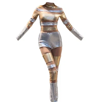 Harmonia Ny Women's Gold / Silver Venusian Metallic Catsuit By Dani Watanabe