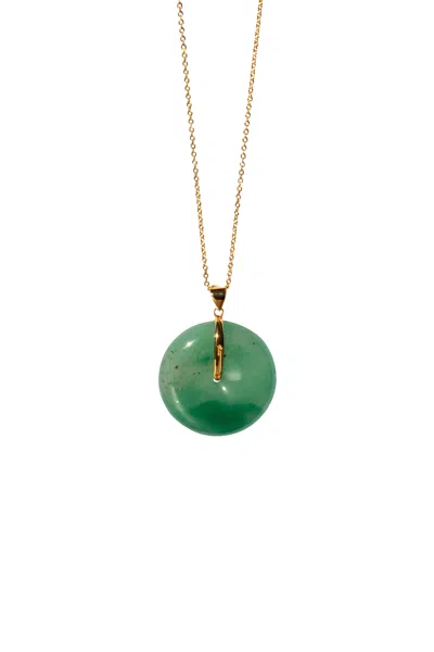 Seree Women's Green Oro Jade Stone Pendant Necklace