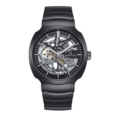 Heritor Automatic Men's Black / Silver Magnus Skeleton Bracelet Watch - Black, Silver