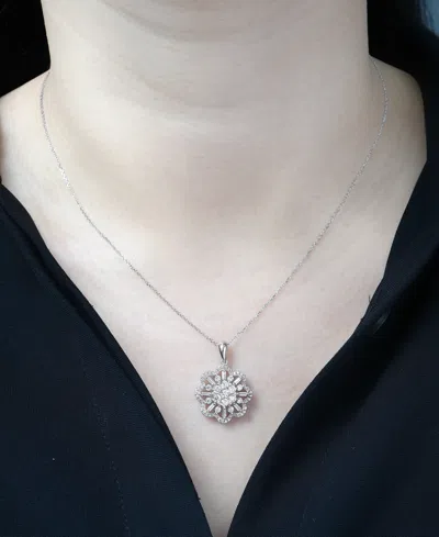 Wrapped In Love Diamond Round & Baguette 18" Pendant Necklace (1 Ct. T.w.) In 14k White Gold, Exclusively At Macy's