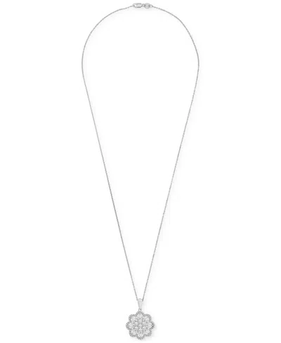 Wrapped In Love Diamond Round & Baguette 18" Pendant Necklace (1 Ct. T.w.) In 14k White Gold, Exclusively At Macy's
