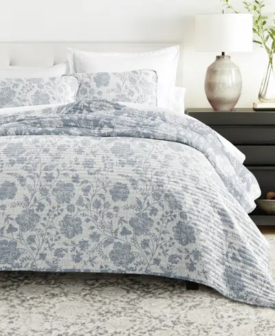 Ienjoy Home Textured Floral Reversible 3-pc. Quilt Set, King/california King In Gray