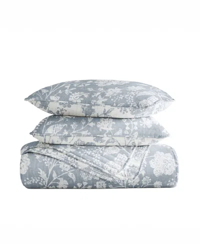 Ienjoy Home Textured Floral Reversible 3-pc. Quilt Set, King/california King In Gray