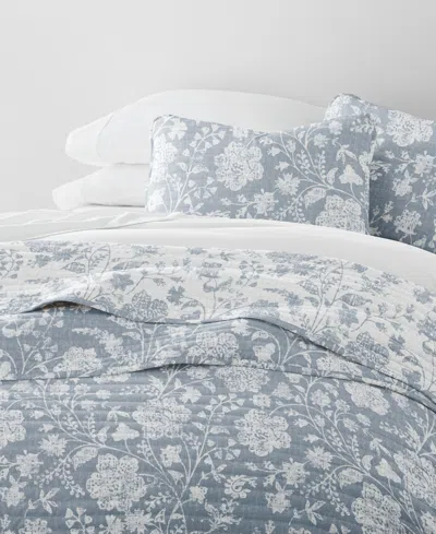 Ienjoy Home Textured Floral Reversible 3-pc. Quilt Set, King/california King In Gray