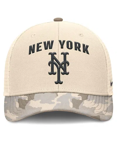 Nike Men's Natural New York Mets Camo Natural Pack Rise Adjustable Trucker Hat
