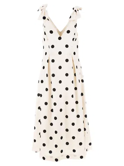 Zimmermann Polka-dot Bow-detail Linen Midi Dress