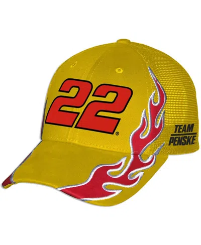 Checkered Flag Sports Men's And Women's Yellow Joey Logano Shell Pennzoil Flame Trucker Adjustable Hat