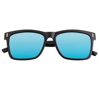 Breed Men's Black / Blue Pictor Polarized Tr90 Square Sunglasses - Black, Blue