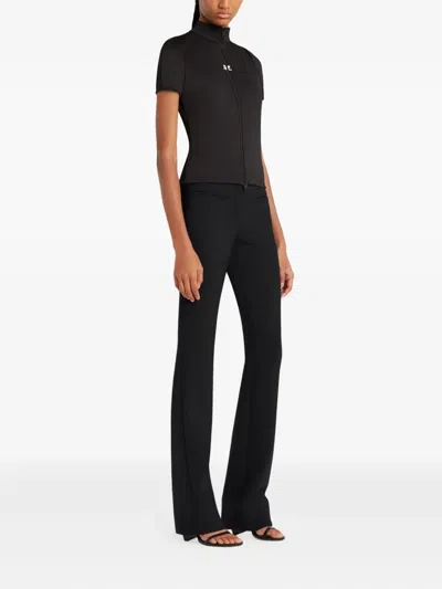 Courrèges Zip-up Short-sleeve Top In Black
