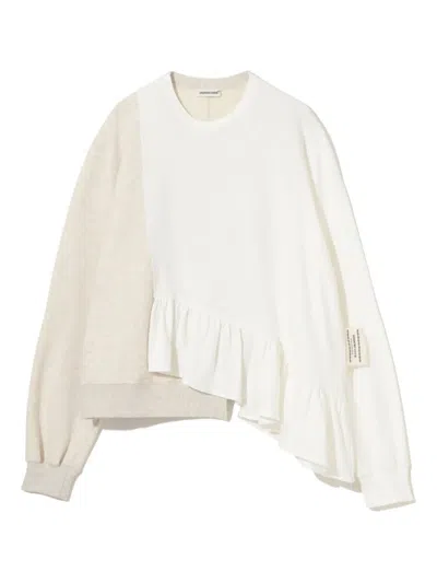 Undercover Asymmetrical Ruffled Sweatshirt In Neutral