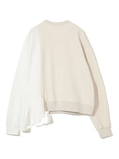 Undercover Asymmetrical Ruffled Sweatshirt In Neutral