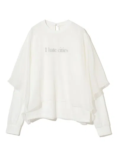 Undercover Layered Flutter-sleeve Sweatshirt In White