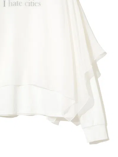 Undercover Layered Flutter-sleeve Sweatshirt In White