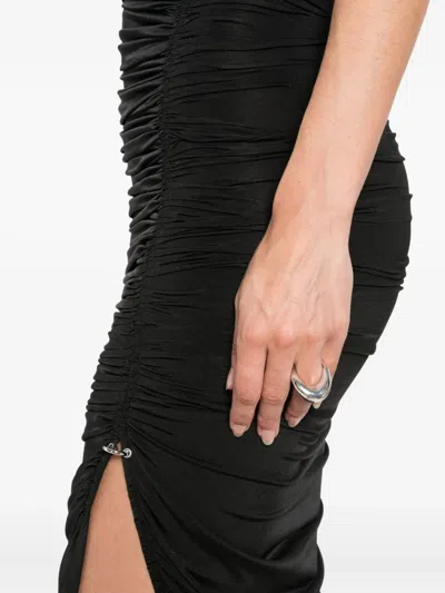 Mugler Knee Length Draped One-shoulder Dress In Black
