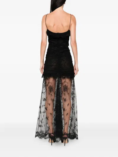 Alessandra Rich Lace Ruched Dress In Black