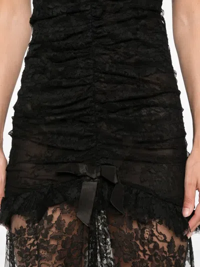 Alessandra Rich Lace Ruched Dress In Black