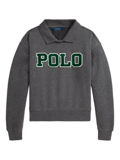 Polo Ralph Lauren Polo Knit-collar Sweatshirt In Gray
