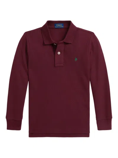 Polo Ralph Lauren Big Boys Cotton Mesh Long Sleeve Polo Shirt In Burgundy