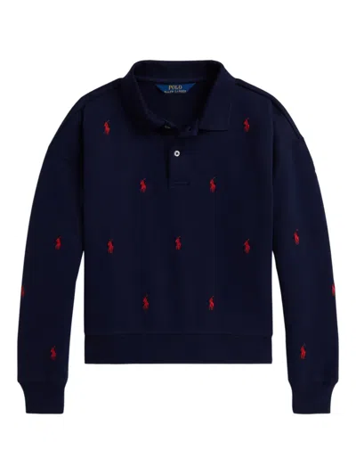 Polo Ralph Lauren Polo-knit Embroidered Polo Shirt In Blue