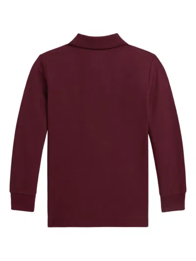 Polo Ralph Lauren Big Boys Cotton Mesh Long Sleeve Polo Shirt In Burgundy