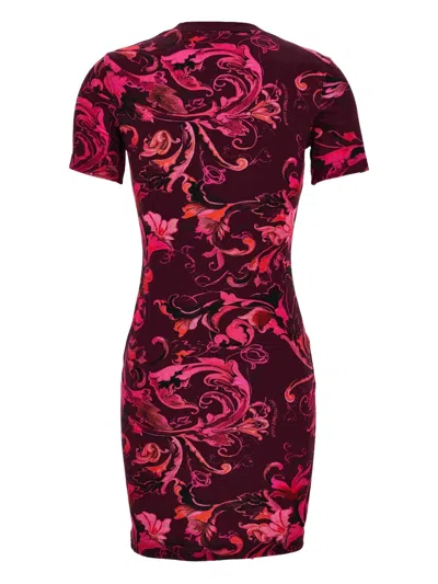 Versace Jeans Couture Floral-print Short-sleeve Mini Dress In Multi