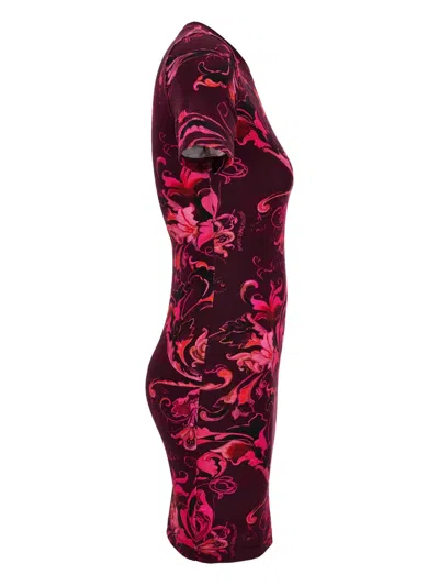 Versace Jeans Couture Floral-print Short-sleeve Mini Dress In Multi