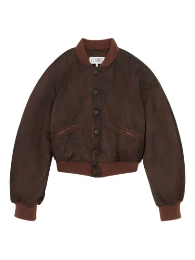 Mm6 Maison Margiela Button-up Bomber Jacket In Brown