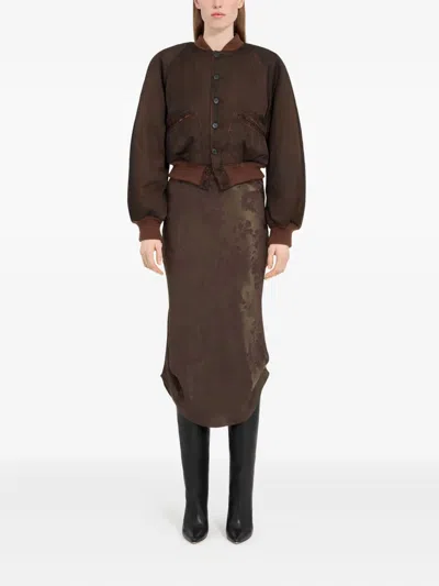 Mm6 Maison Margiela Button-up Bomber Jacket In Brown