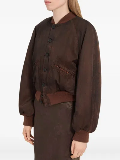 Mm6 Maison Margiela Button-up Bomber Jacket In Brown