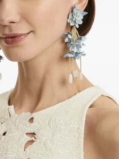 Oscar De La Renta Floral-drop Earrings In Blue
