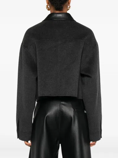 Nanushka Leather-trimmed Zip-up Jacket In Black