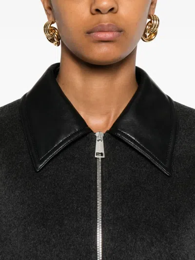 Nanushka Leather-trimmed Zip-up Jacket In Black