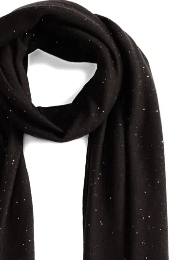 Fabiana Filippi Lightweight Long Rectangular Scarf With Sparkling Finish In Black