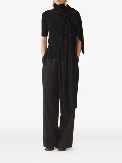 Fabiana Filippi Lightweight Long Rectangular Scarf With Sparkling Finish In Black
