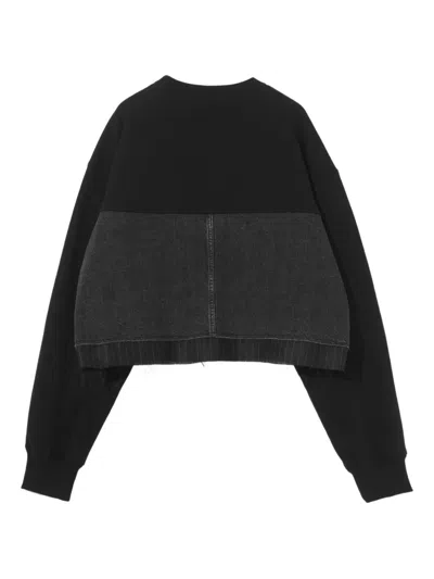 Undercover Denim-panel Cropped Sweatshirt In Animal Print