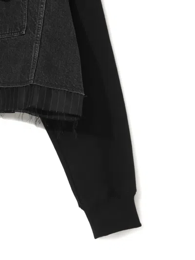 Undercover Denim-panel Cropped Sweatshirt In Animal Print