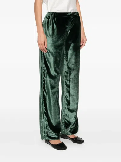 F.r.s For Restless Sleepers For Restless Sleepers Velvet High-waisted Trousers In Green