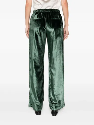 F.r.s For Restless Sleepers For Restless Sleepers Velvet High-waisted Trousers In Green