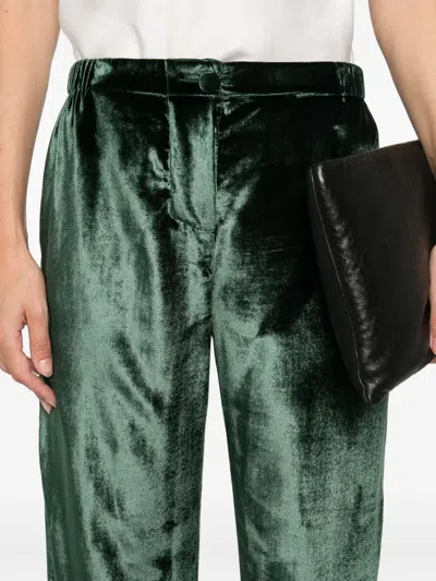 F.r.s For Restless Sleepers For Restless Sleepers Velvet High-waisted Trousers In Green
