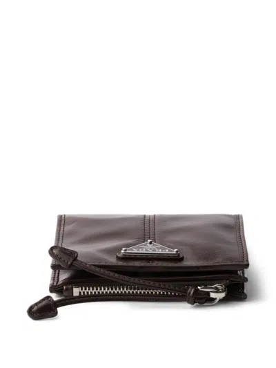 Prada Small Leather Wallet In Brown