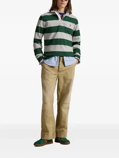 Polo Ralph Lauren Mens Striped Logo-embroidered Cotton Rugby Shirt Multi In Multi