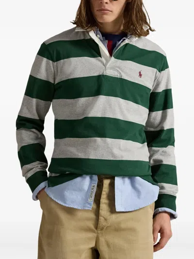 Polo Ralph Lauren Mens Striped Logo-embroidered Cotton Rugby Shirt Multi In Multi